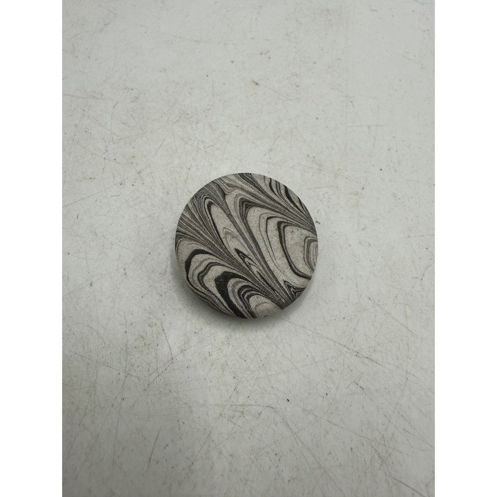 Vintage Grey Black Marble Swirl Fabric Round Scarf Clip Accessory